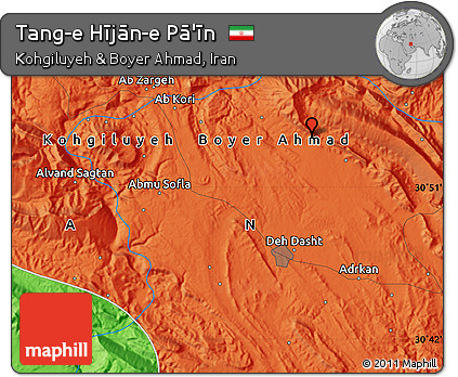 Political Map of Tang-e Hījān-e Pā'īn