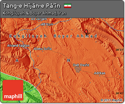 Political Map of Tang-e Hījān-e Pā'īn