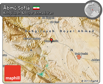 Satellite Map of Ābmū Soflá