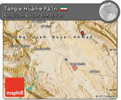 Satellite Map of Tang-e Hījān-e Pā'īn