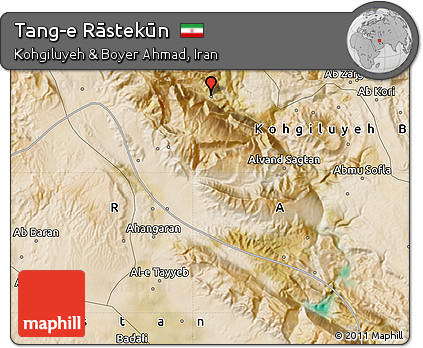 Satellite Map of Tang-e Rāstekūn