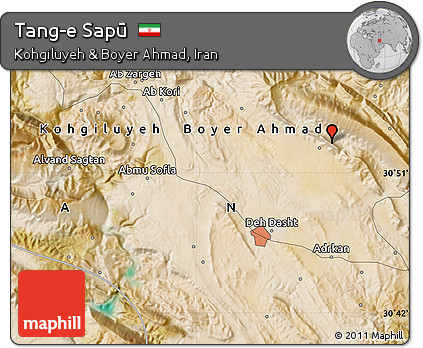 Satellite Map of Tang-e Sapū