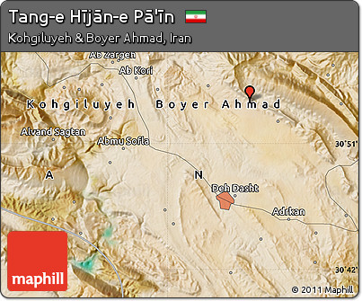 Satellite Map of Tang-e Hījān-e Pā'īn