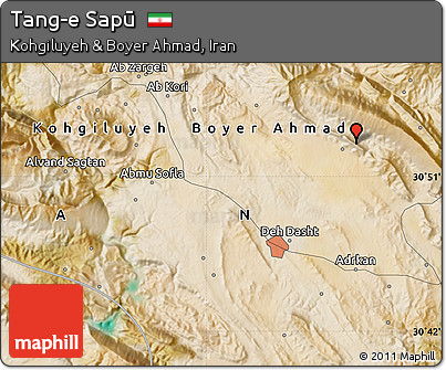 Satellite Map of Tang-e Sapū