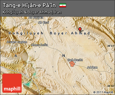 Satellite Map of Tang-e Hījān-e Pā'īn