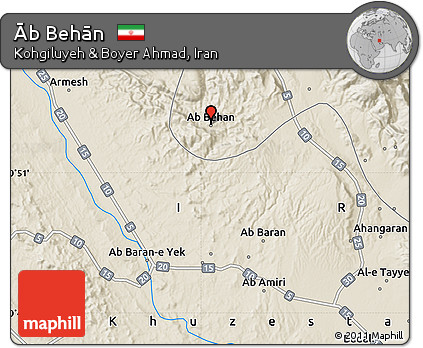 Shaded Relief Map of Āb Behān