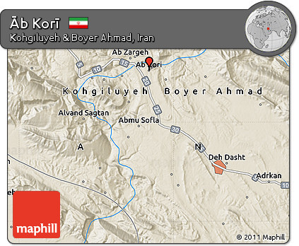 Shaded Relief Map of Āb Korī