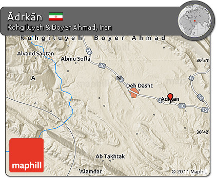 Shaded Relief Map of Ādrkān