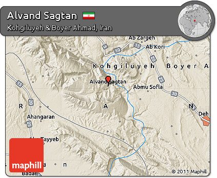 Shaded Relief Map of Alvand Sagtan