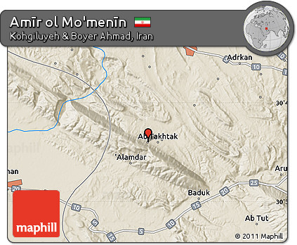 Shaded Relief Map of Amīr Ol Mo'menīn