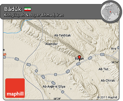 Shaded Relief Map of Bādūk
