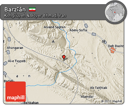 Shaded Relief Map of Barzīān