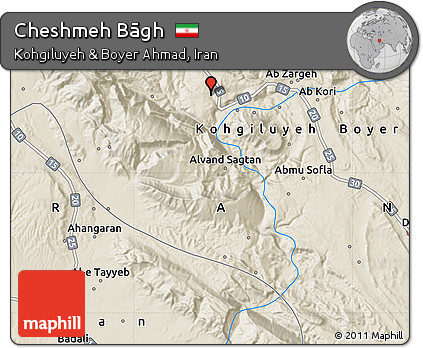 Shaded Relief Map of Cheshmeh Bāgh