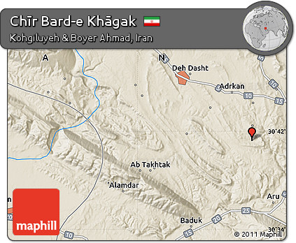 Shaded Relief Map of Chīr Bard-e Khāgak