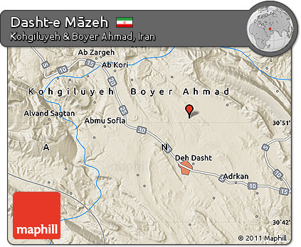 Shaded Relief Map of Dasht-e Māzeh