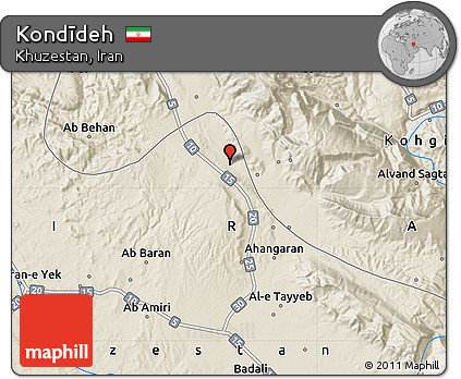 Shaded Relief Map of Kondīdeh