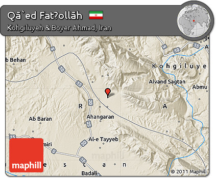 Shaded Relief Map of Qā`ed Fatḩollāh