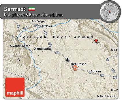 Shaded Relief Map of Sarmast
