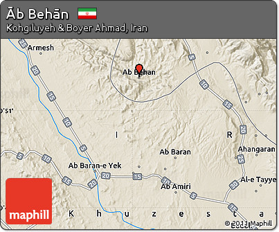 Shaded Relief Map of Āb Behān