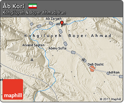 Shaded Relief Map of Āb Korī