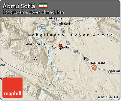 Shaded Relief Map of Ābmū Soflá