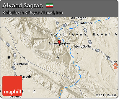 Shaded Relief Map of Alvand Sagtan