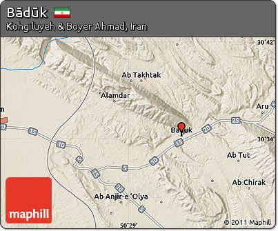 Shaded Relief Map of Bādūk