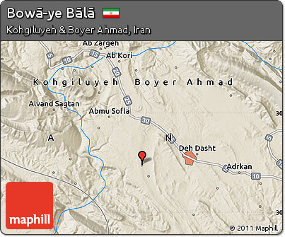 Shaded Relief Map of Bowā-ye Bālā