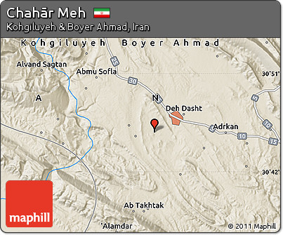 Shaded Relief Map of Chahār Meh