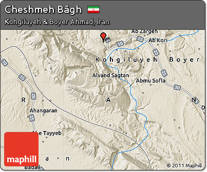 Shaded Relief Map of Cheshmeh Bāgh