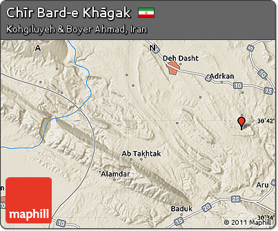 Shaded Relief Map of Chīr Bard-e Khāgak