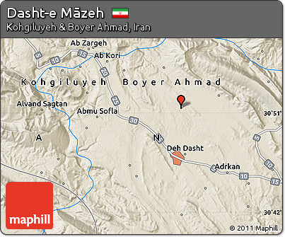 Shaded Relief Map of Dasht-e Māzeh
