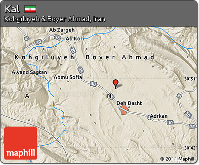 Shaded Relief Map of Kal