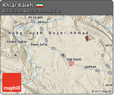 Shaded Relief Map of Khīār Kāleh