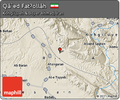 Shaded Relief Map of Qā`ed Fatḩollāh