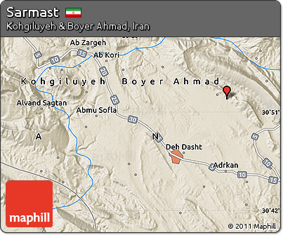 Shaded Relief Map of Sarmast