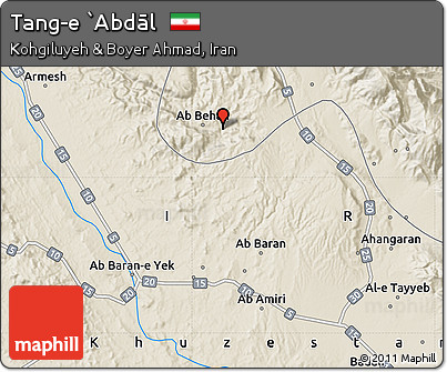 Shaded Relief Map of Tang-e `Abdāl