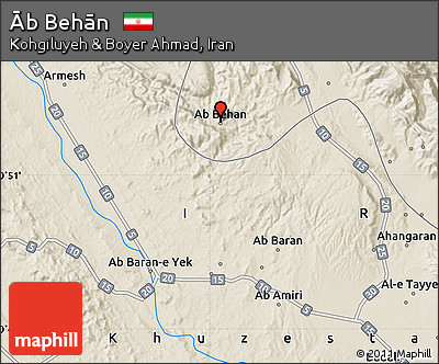Shaded Relief Map of Āb Behān