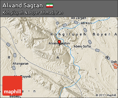 Shaded Relief Map of Alvand Sagtan
