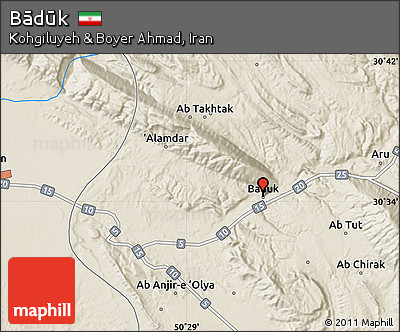 Shaded Relief Map of Bādūk