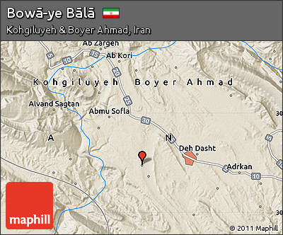 Shaded Relief Map of Bowā-ye Bālā