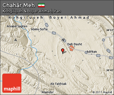 Shaded Relief Map of Chahār Meh