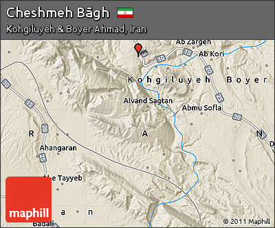 Shaded Relief Map of Cheshmeh Bāgh
