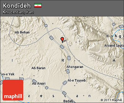 Shaded Relief Map of Kondīdeh