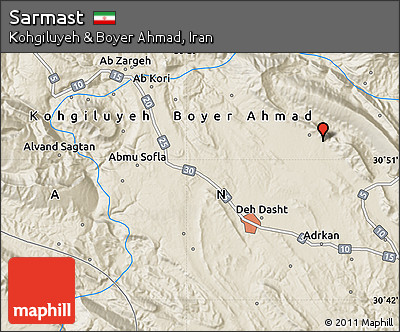 Shaded Relief Map of Sarmast