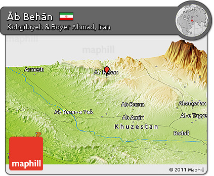 Physical Panoramic Map of Āb Behān