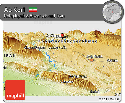 Physical Panoramic Map of Āb Korī