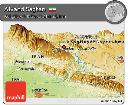 Physical Panoramic Map of Alvand Sagtan