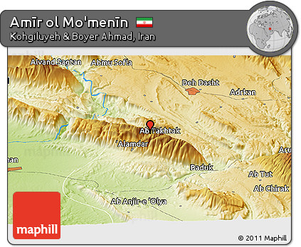 Physical Panoramic Map of Amīr Ol Mo'menīn