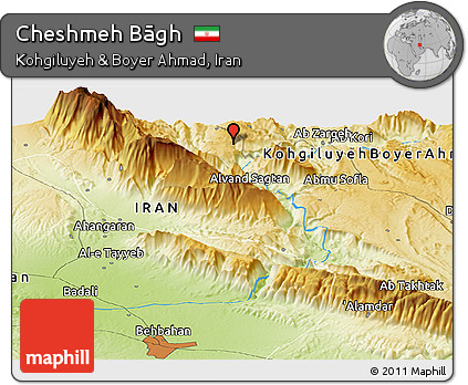 Physical Panoramic Map of Cheshmeh Bāgh
